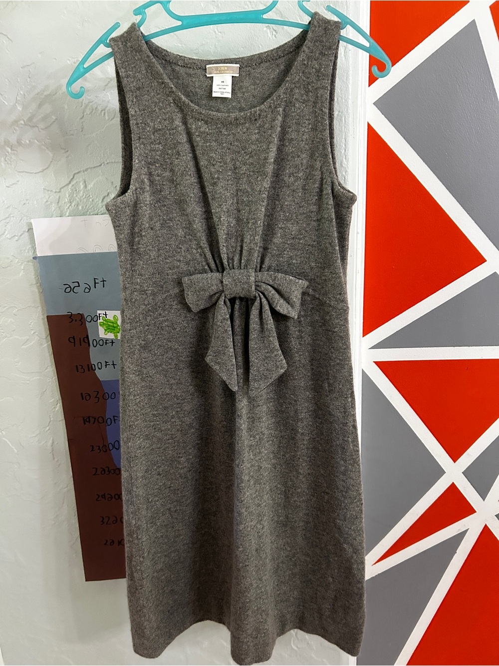 100% Cashmere J.Crew Sleeveless Bow-Front Knit Dress - Gray Size XS